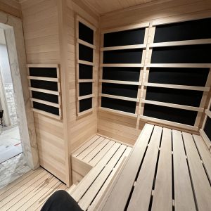 wooden sauna installation