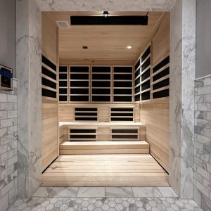 sauna installation with marble design